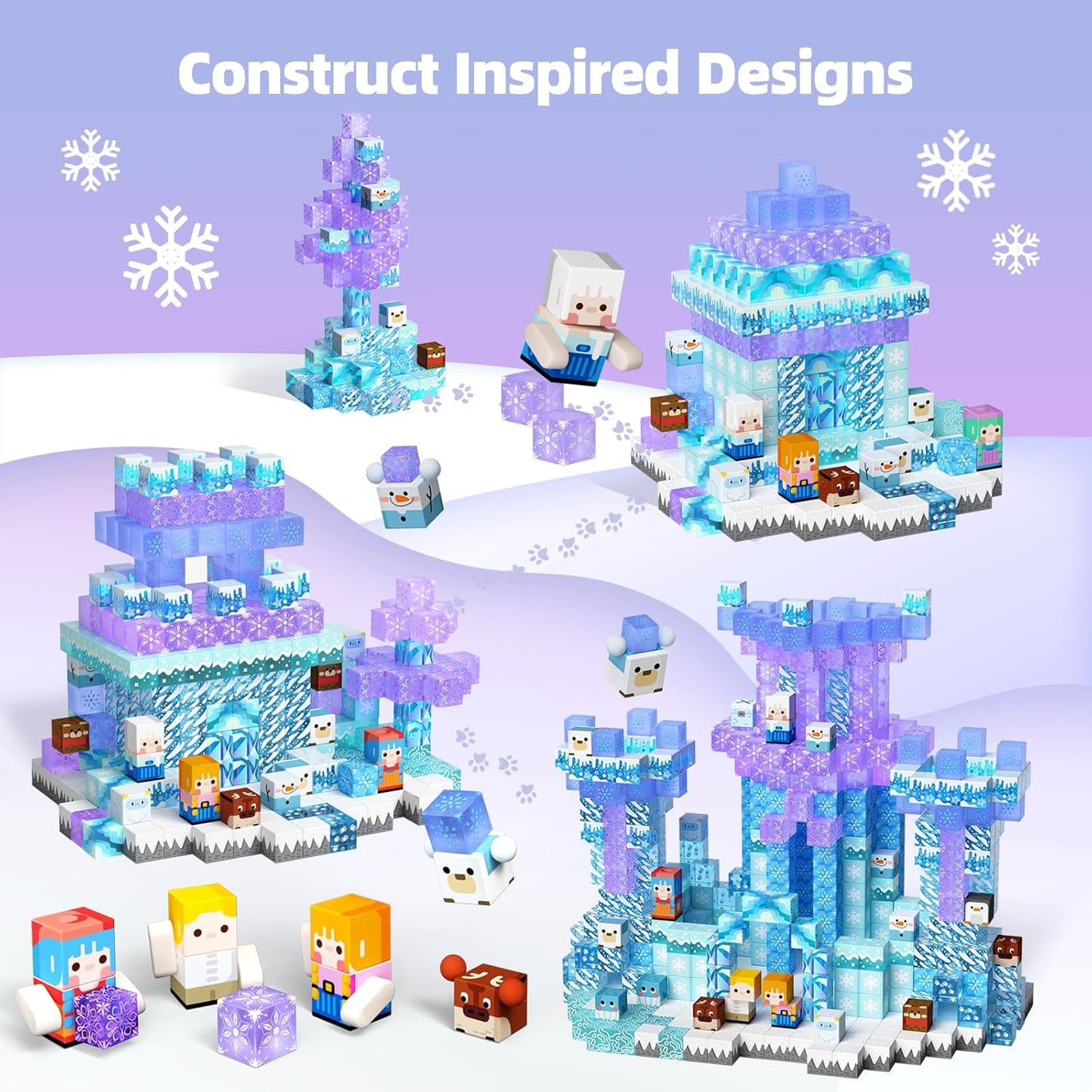GobiDex 100PCS Magnetic Blocks Magnet Building Toys, Princess Castle Toys for Girls, Upgraded STEM