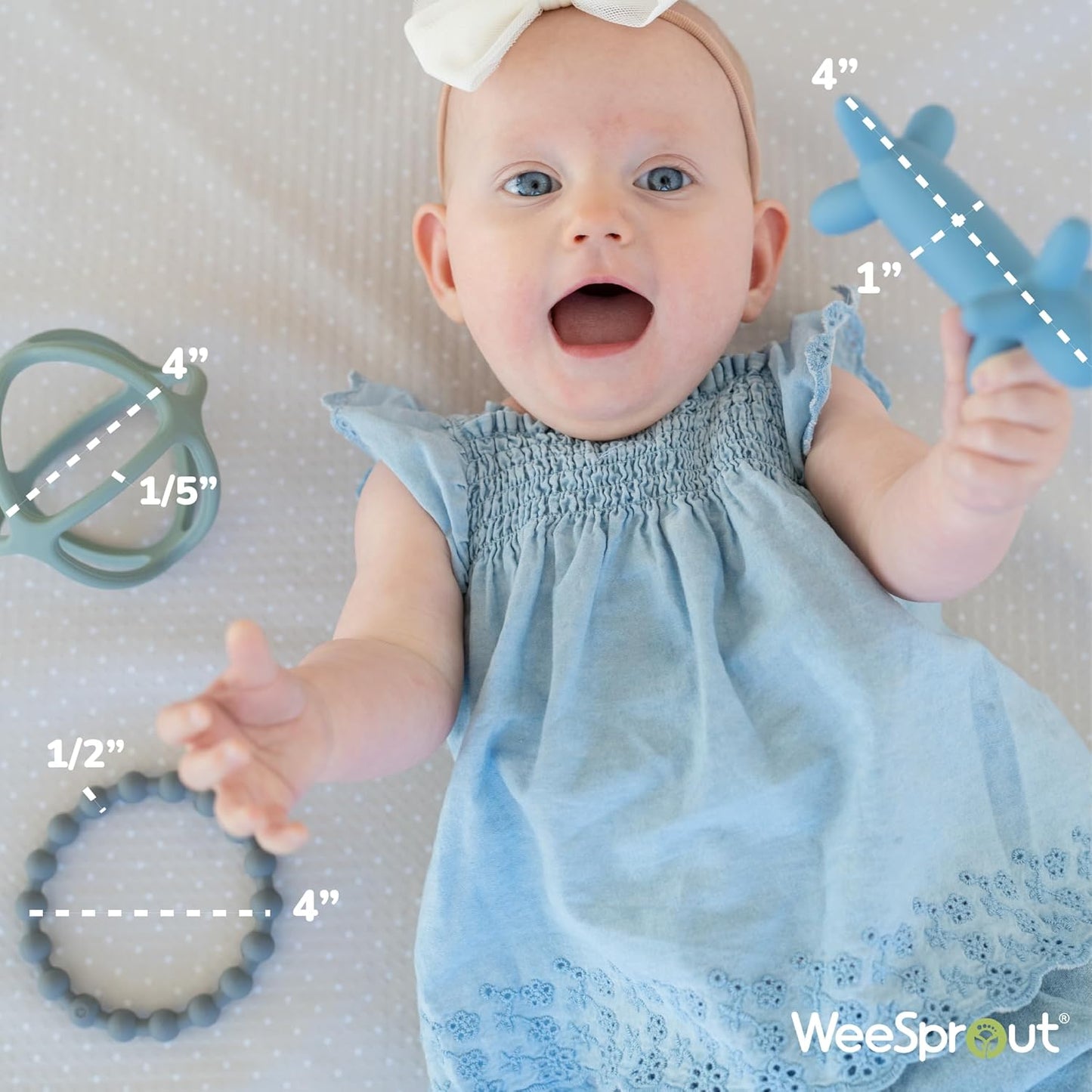 WeeSprout Silicone Baby Teether Toys for Infant Babies and Toddlers, Cute Ring, Puppy Dog, and