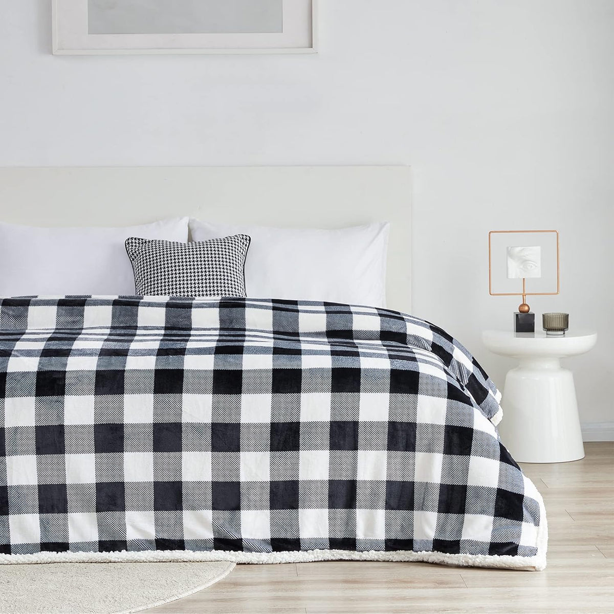 Touchat Sherpa Plaid Twin Blanket 60" X 70", Fuzzy Fluffy Soft Cozy Throw Blanket, Twin Size Plush