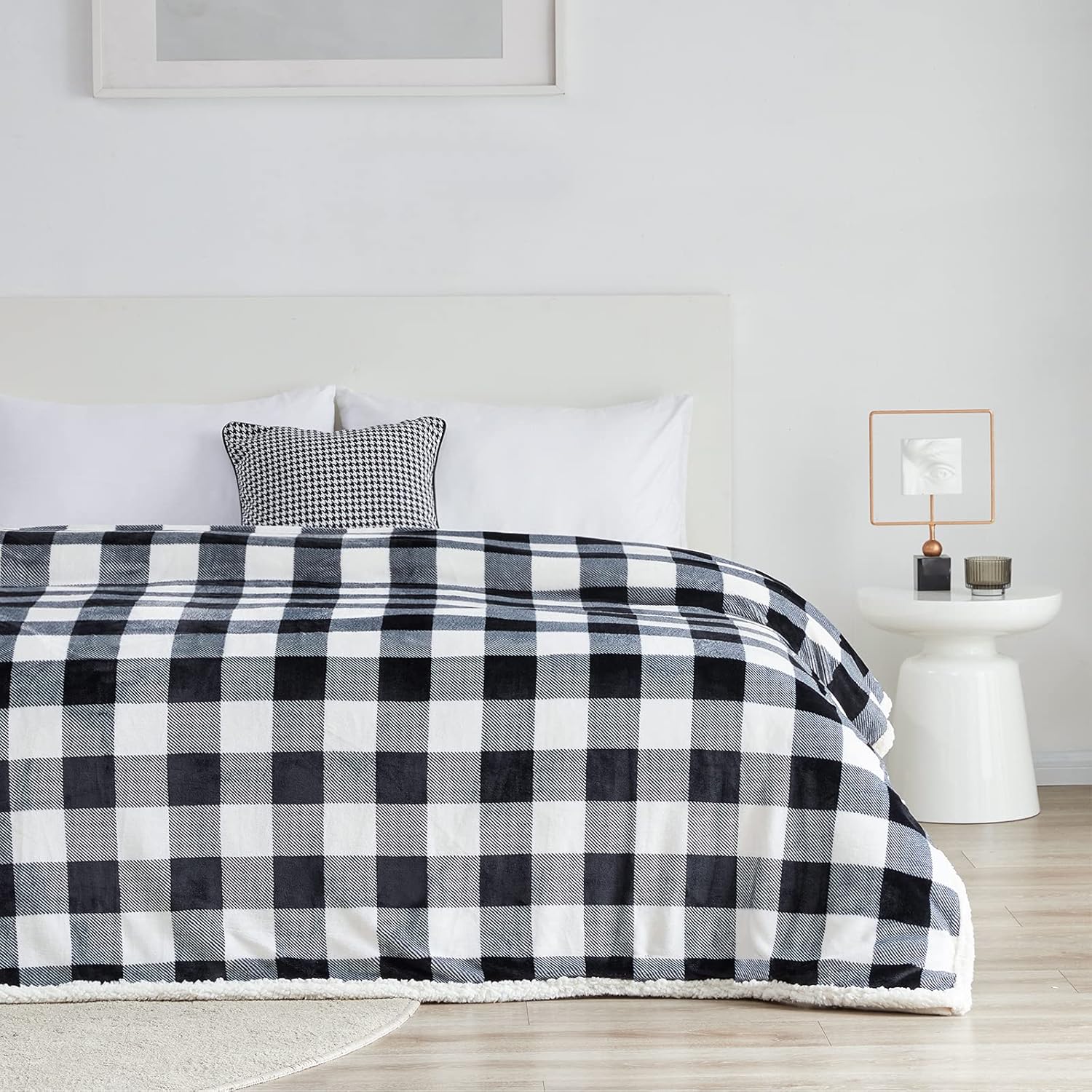 Touchat Sherpa Plaid Twin Blanket 60" X 70", Fuzzy Fluffy Soft Cozy Throw Blanket, Twin Size Plush