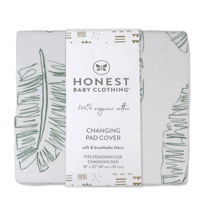 HonestBaby Organic Cotton Changing Pad Cover, Jumbo Leaf Sage, One Size