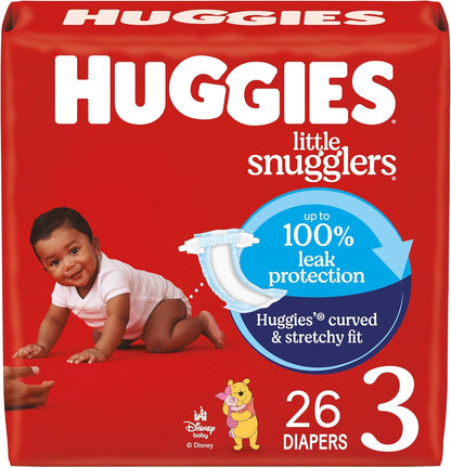 Huggies Size 3 Diapers, Little Snugglers Baby Diapers, Size 3 (16-28 lbs), 26 Count, Packaging May