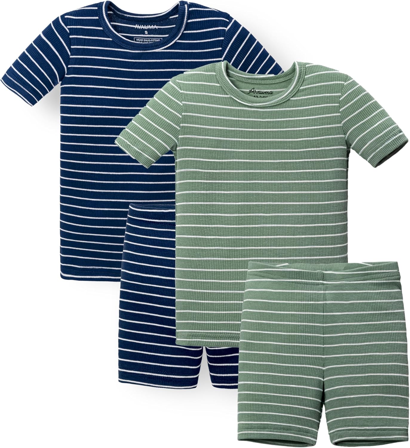 AVAUMA Stripe Pattern Baby Boys Girls Pajama Set Kids Toddler Snug fit Ribbed Sleepwear pjs for