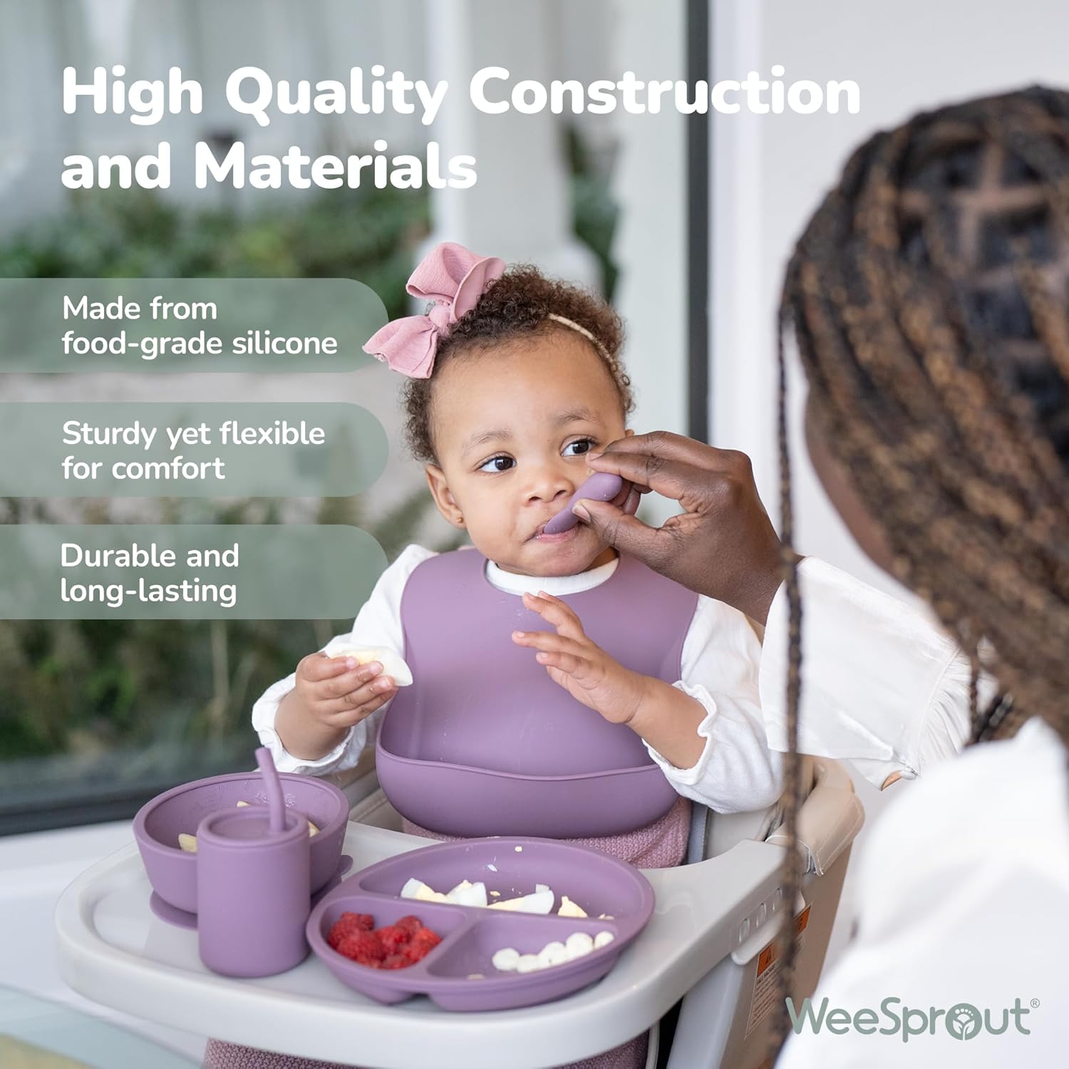WeeSprout Baby Spoons for Self Feeding 6 Months +, Soft & Durable Silicone Utensils for Sensitive