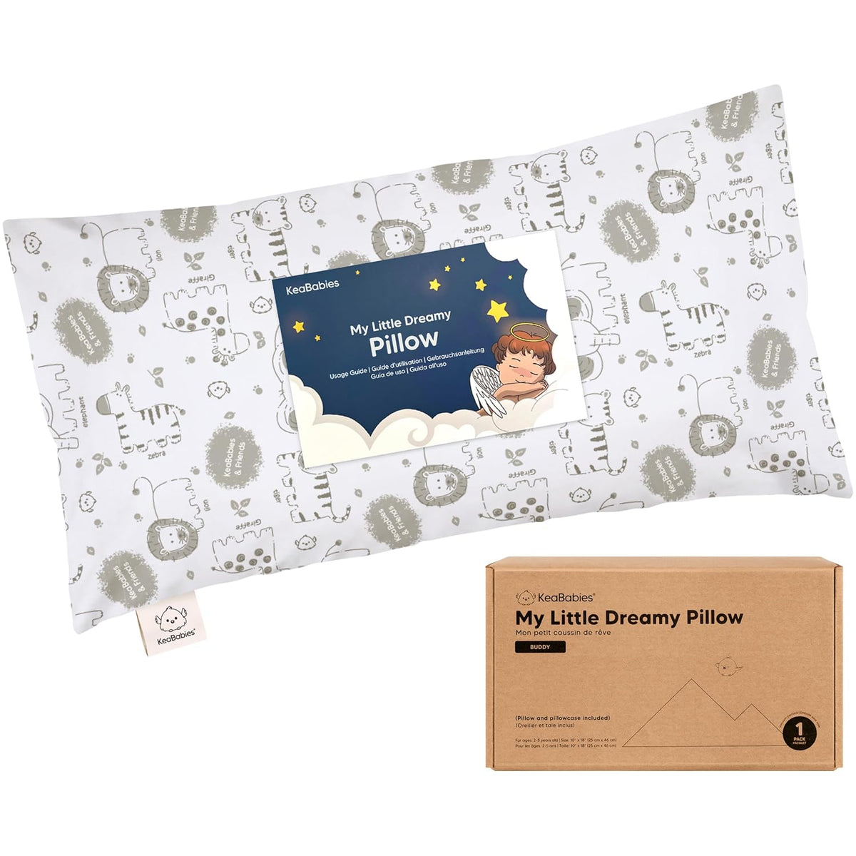 Toddler Pillow with Pillowcase - 10x18 My Little Dreamy Kids Travel Bed Pillows for Sleeping