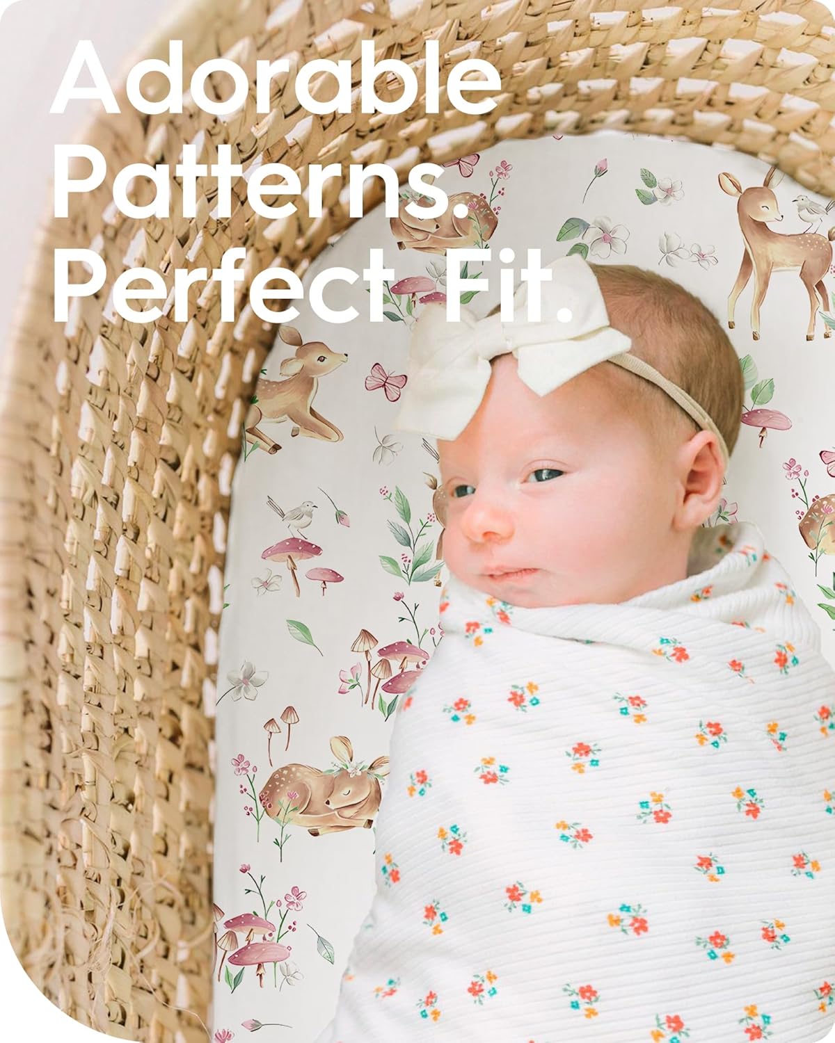 Bassinet Sheets for Baby Boy Girl, TotBasic Buttery Soft Universal Bassinet Fitted Sheet