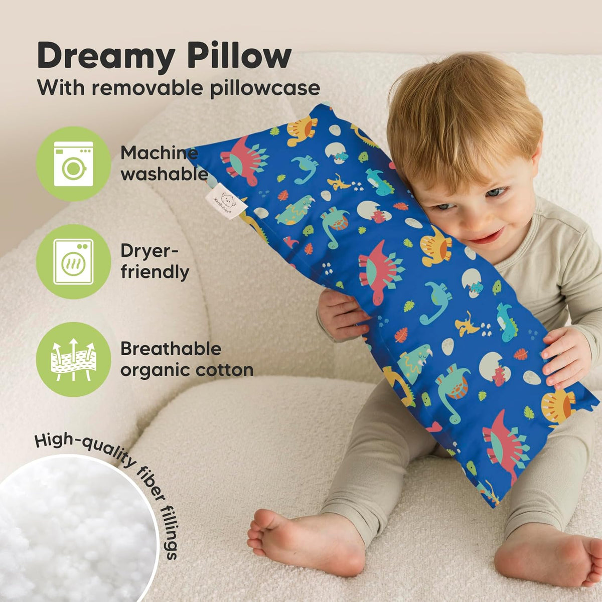 Toddler Pillow with Pillowcase - 10x18 My Little Dreamy Kids Travel Bed Pillows for Sleeping