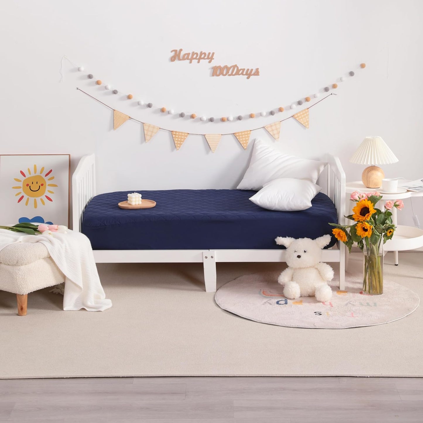NTBAY 2 Pack Waterproof Crib Mattress Protector, Quilted 28"x52" Toddler Fitted Sheet - Machine