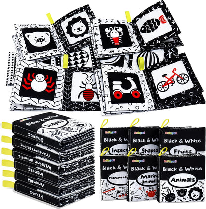 Dr.Rapeti Soft Cloth Books Baby Books Bath Books 6-Pack for Baby Infant Toddler Kids High Contrast