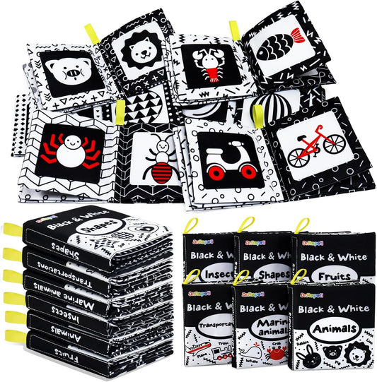 Dr.Rapeti Soft Cloth Books Baby Books Bath Books 6-Pack for Baby Infant Toddler Kids High Contrast
