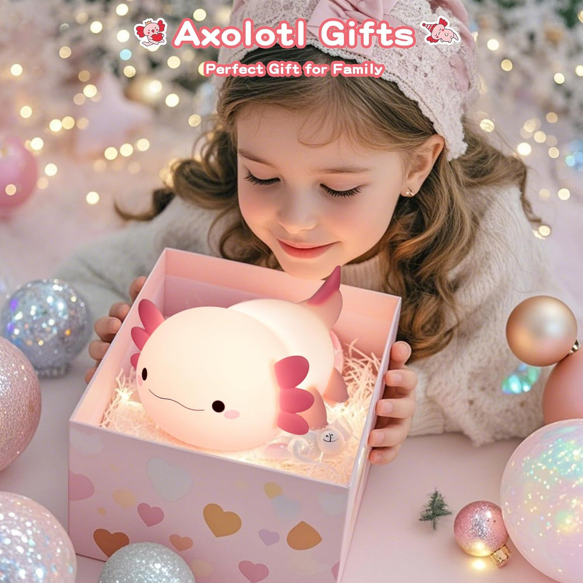 Axolotl Lamp,Cute Axolotl Night Light,Dimmable Silicone Animal Nursery Night Light,Adorable