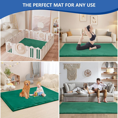 Baby Play Mat for Floor,1.3" Thick Memory foam Tummy Time Mat,Soft Coral Velvet Nursery Rug,Extra