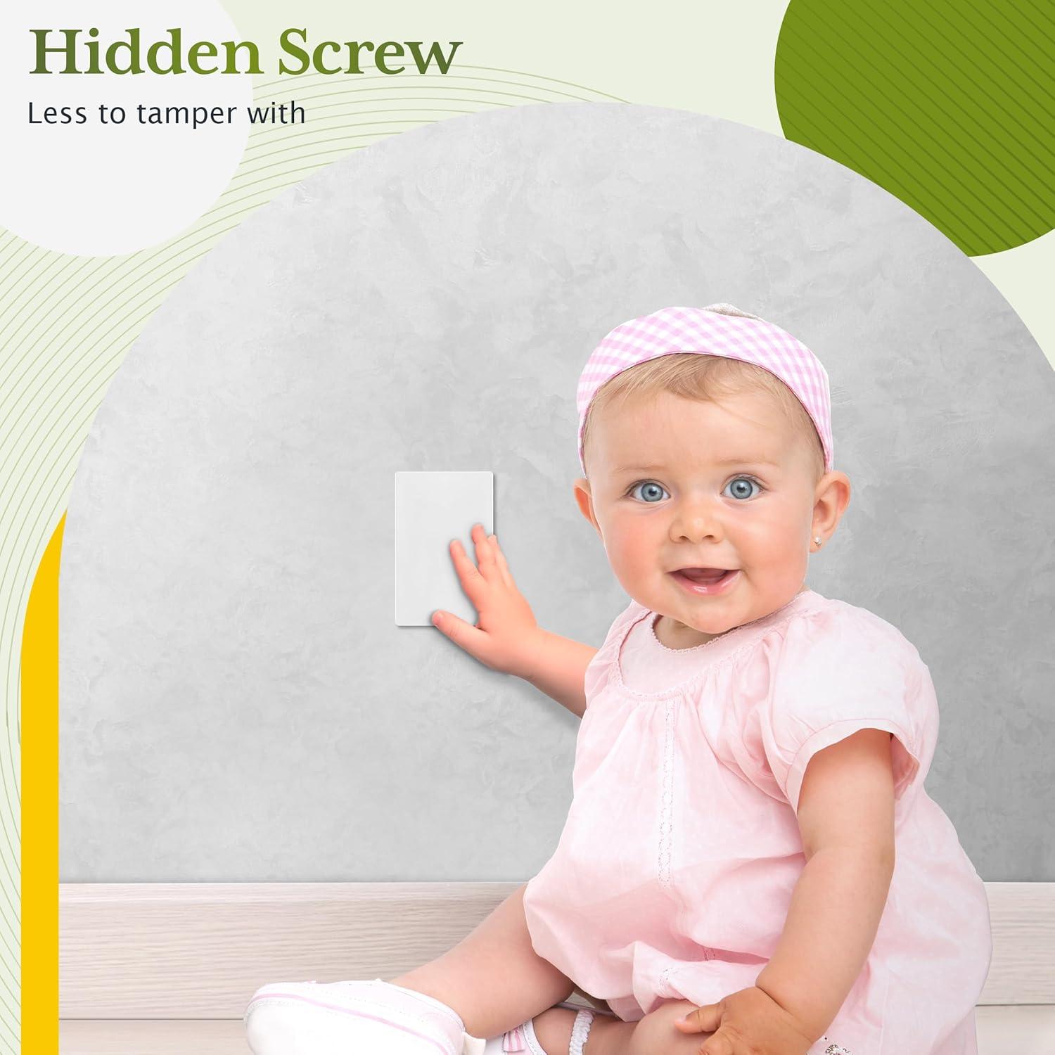 TG Mid-Size Screwless Blank Wall Plate, Child Safe Blank Device Outlet Cover, Medium Size 1-Gang
