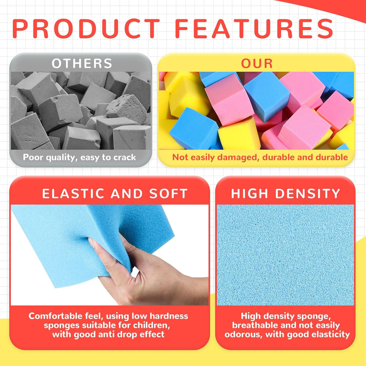 Foam Pit Cubes - 36 PCS 5 Inches Gymnastics Foam Blocks Trampoline Blocks, Multi-Sport Protective