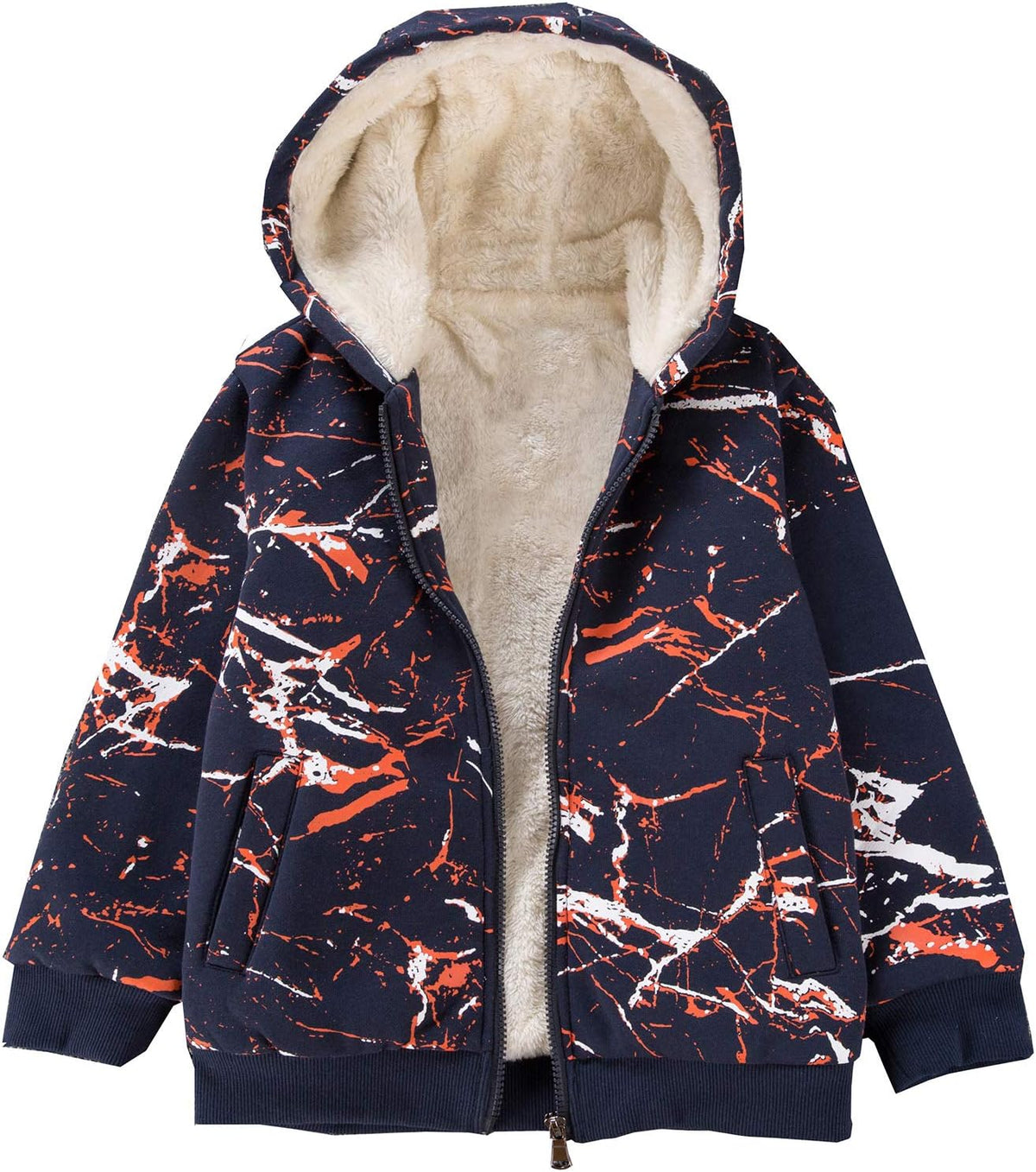 Bumeex Kids Boy's Girl's Sherpa Fleece Lined Jacket Spring Fall Winter Zip up Sweatshirt Hoodie