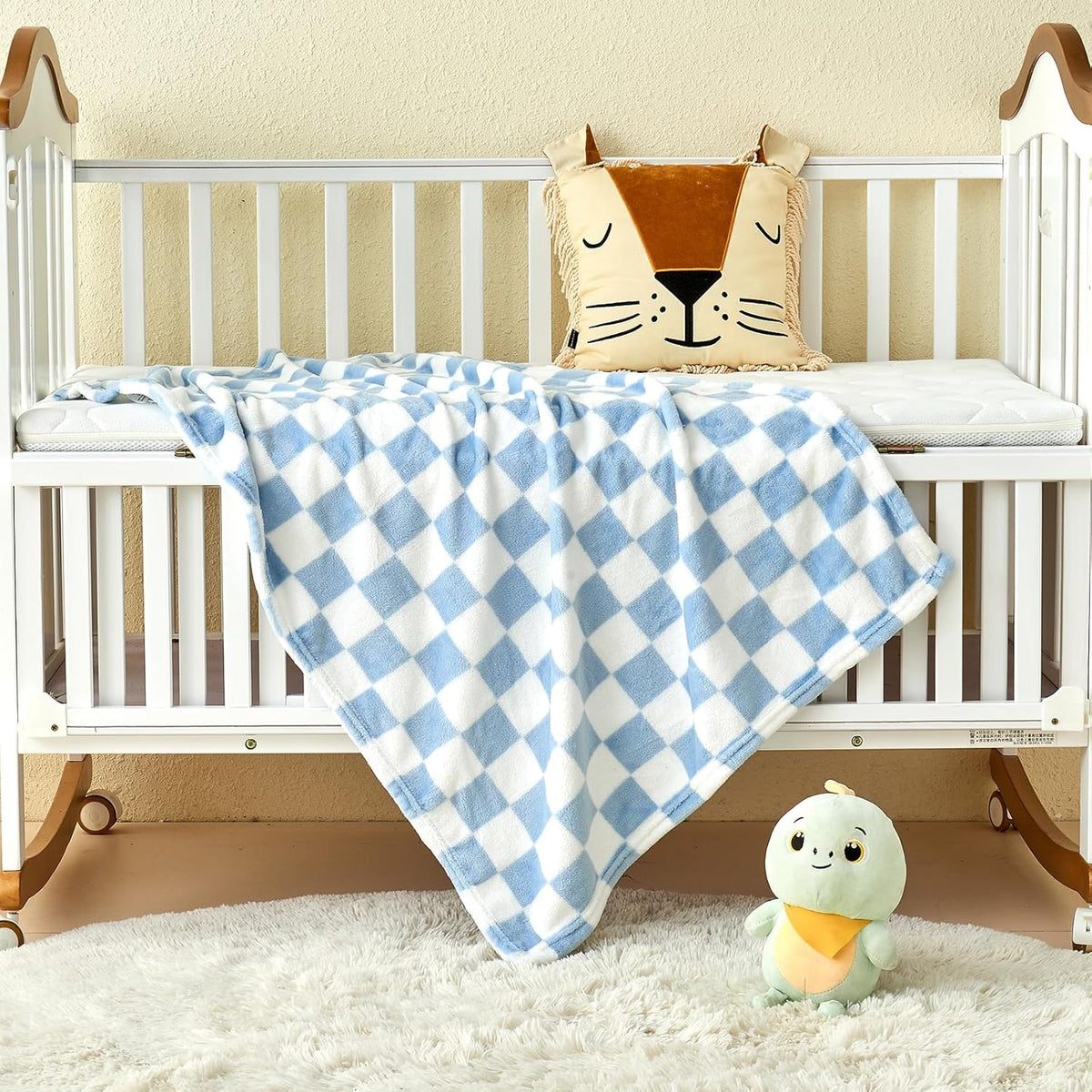 Yurhap Checkered Baby Blanket Fleece Baby Blankets for Boys, Ultra Soft Cozy Fluffy Infant Toddler
