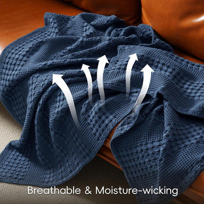 PHF 100% Cotton Waffle Weave Blanket King Size, Soft Lightweight Breathable Cozy Summer Blankets