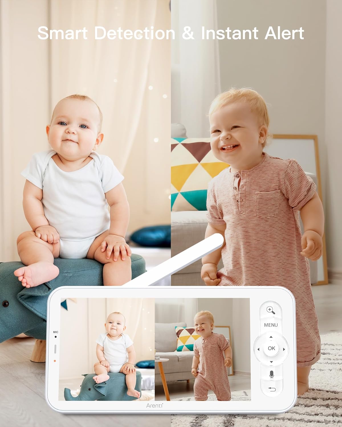 ARENTI Baby Monitor with 2 Cameras, 2K/3MP WiFi 6 Camera and Audio, 5-inch Wireless Screen