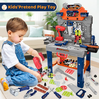 Kids Tool Bench with Electric Drill, Toddler Tool Set for Boys Ages 3-5 6-8