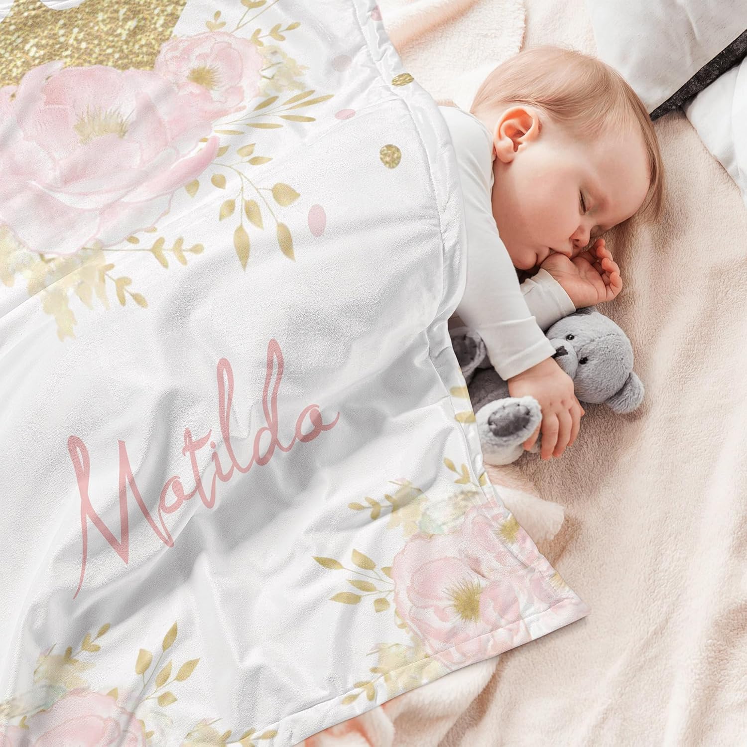 Personalized Crown Blanket for Baby Girl Custom Gifts for Baby Shower Birthday Christmas Customized