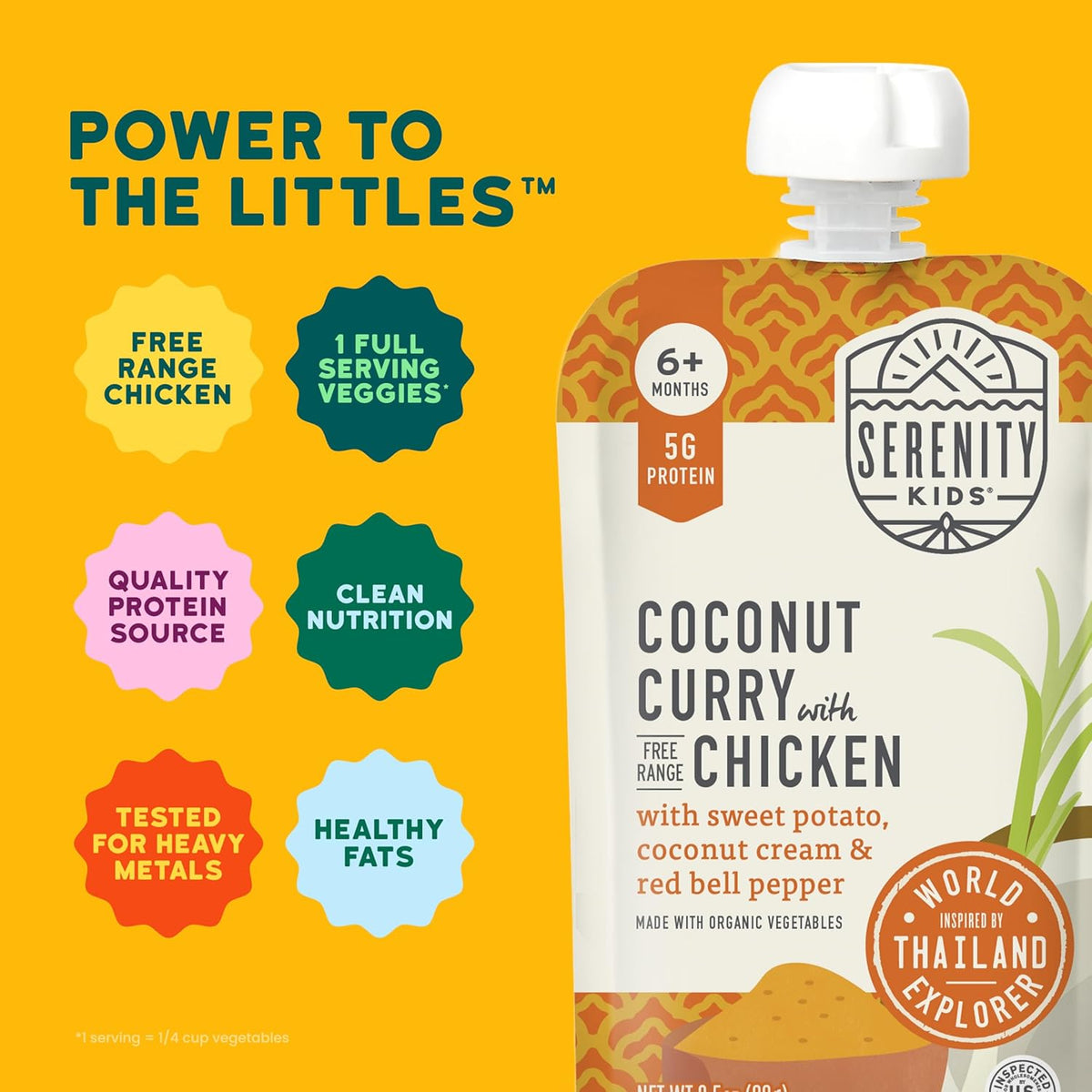 Serenity Kids 6+ Months World Explorers Coconut Curry Chicken Baby Food Pouch - BPA-Free Pouches