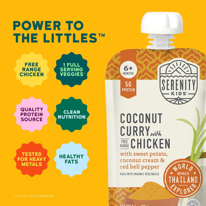 Serenity Kids 6+ Months World Explorers Coconut Curry Chicken Baby Food Pouch - BPA-Free Pouches