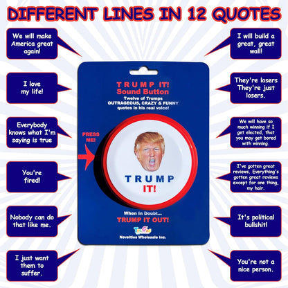 Talking Donald Trump Sound Button-12 Quotes in His REAL Voice-Funny Trump Gift for Men, Women