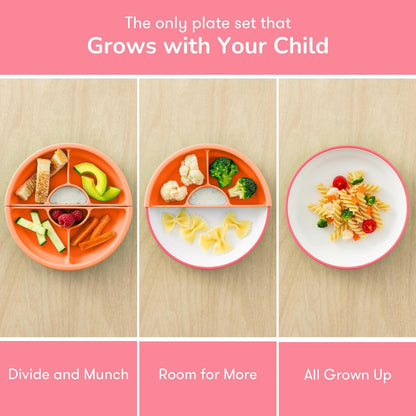 Omie® Easy Scoop Plates for Kids | Unique Design Helps Food Fall into the Spoon, Not on the Table |