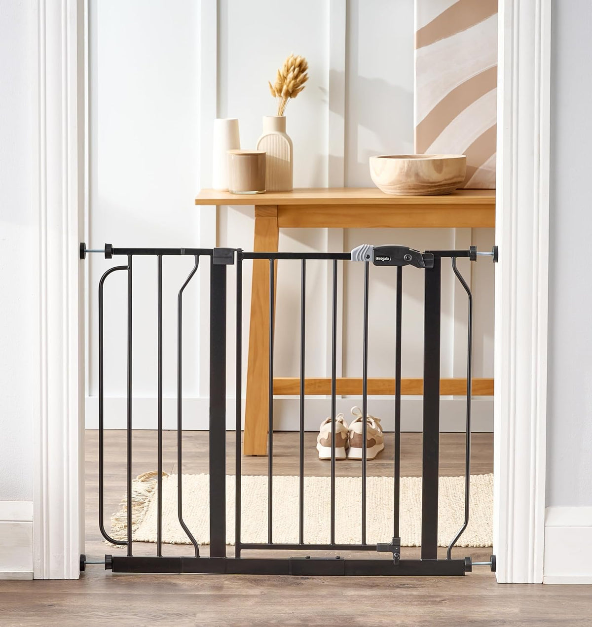 Regalo Easy Step 38.5-Inch Wide Walk Thru Baby Gate, Includes 6-Inch Extension Kit, Pressure Mount