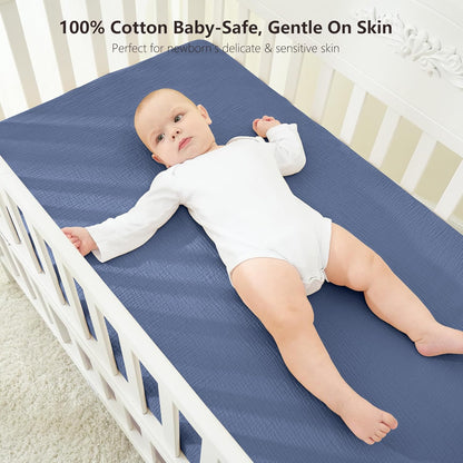 Bearmoss Muslin Crib Sheets 100% Cotton Baby Crib Sheets Fitted for Standard Crib Mattress &