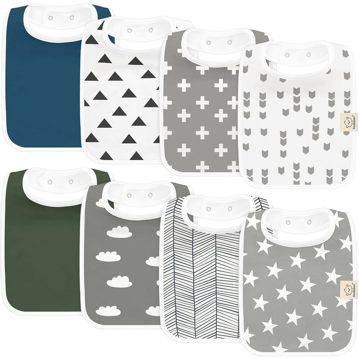 KeaBabies 8-Pack Organic Baby Bibs for Boys, Girls - Super Absorbent Cotton Drool Bibs for Baby