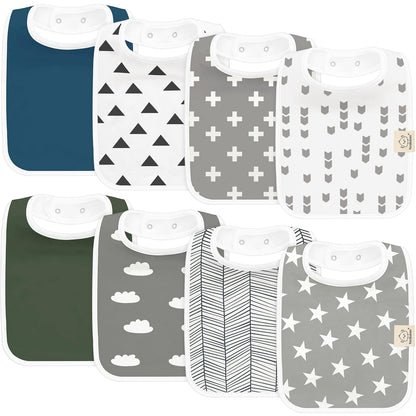 KeaBabies 8-Pack Organic Baby Bibs for Boys, Girls - Super Absorbent Cotton Drool Bibs for Baby