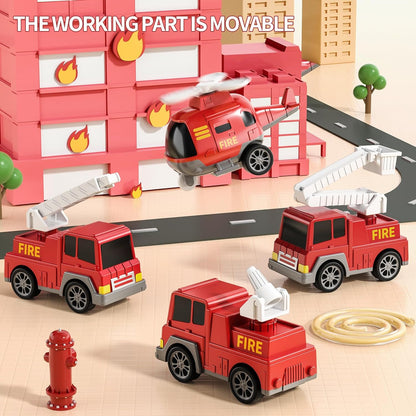 TEMI Fire Trucks Boy Toys for Toddlers 3-5 Year Old - Firetruck Toys for Kids 3 4 5 6 7, Transport