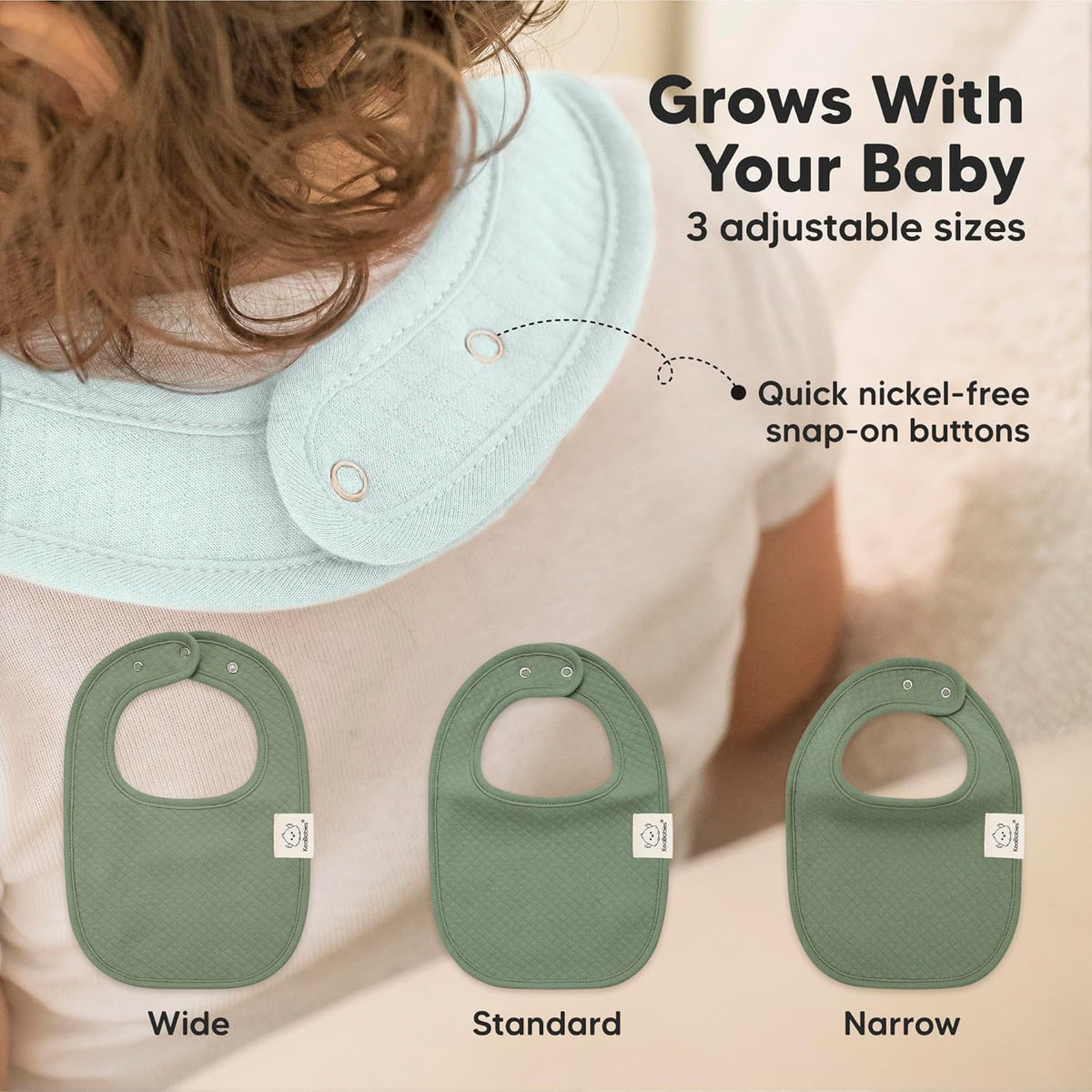 8-Pack Organic Baby Bibs for Girls, Boys - Quilted Cotton Cloth Baby Drool Bibs for Drooling and