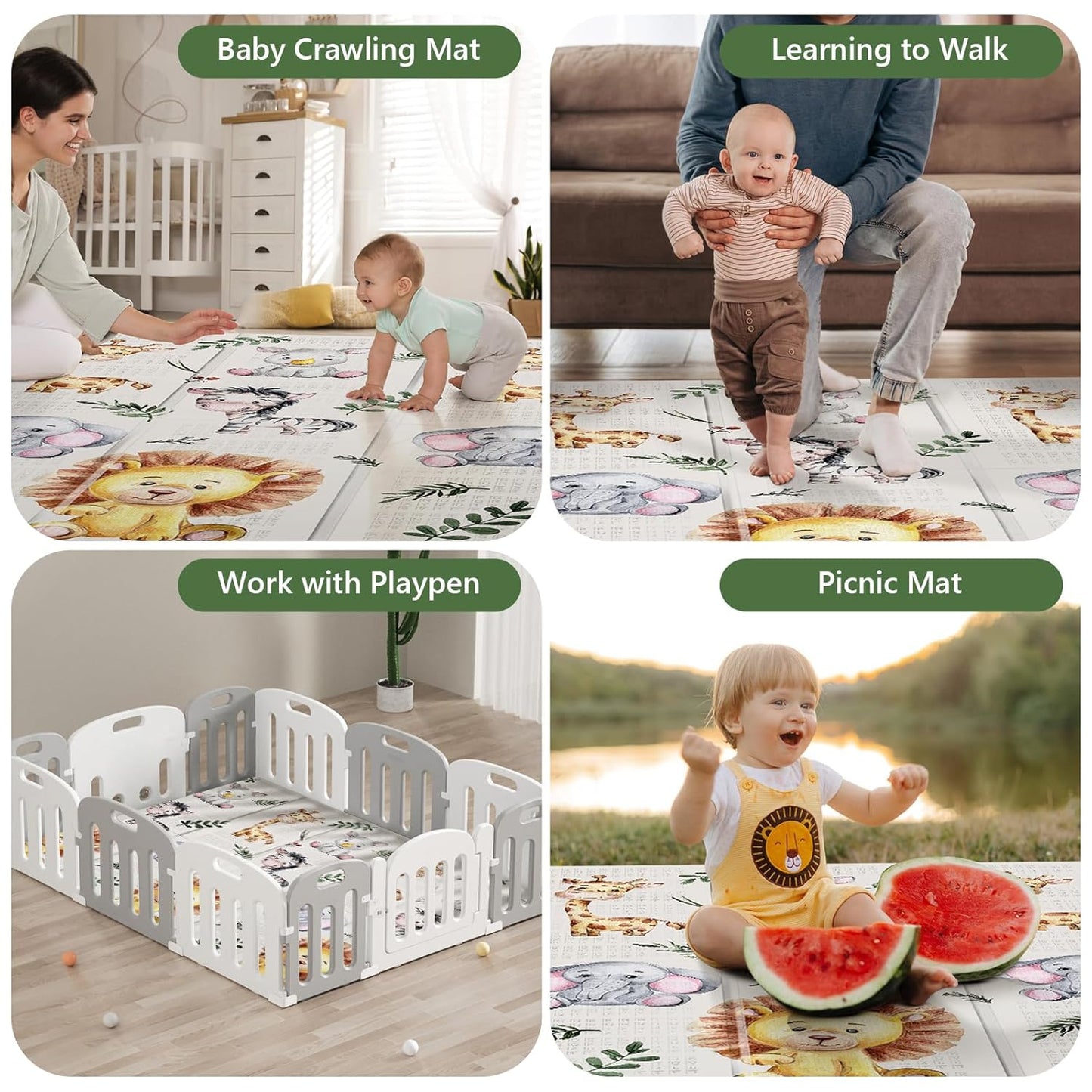 79 x 71 Foldable Large Play Mat for Babies, Non Toxic Foam Play Mat, Thick & Waterproof Baby