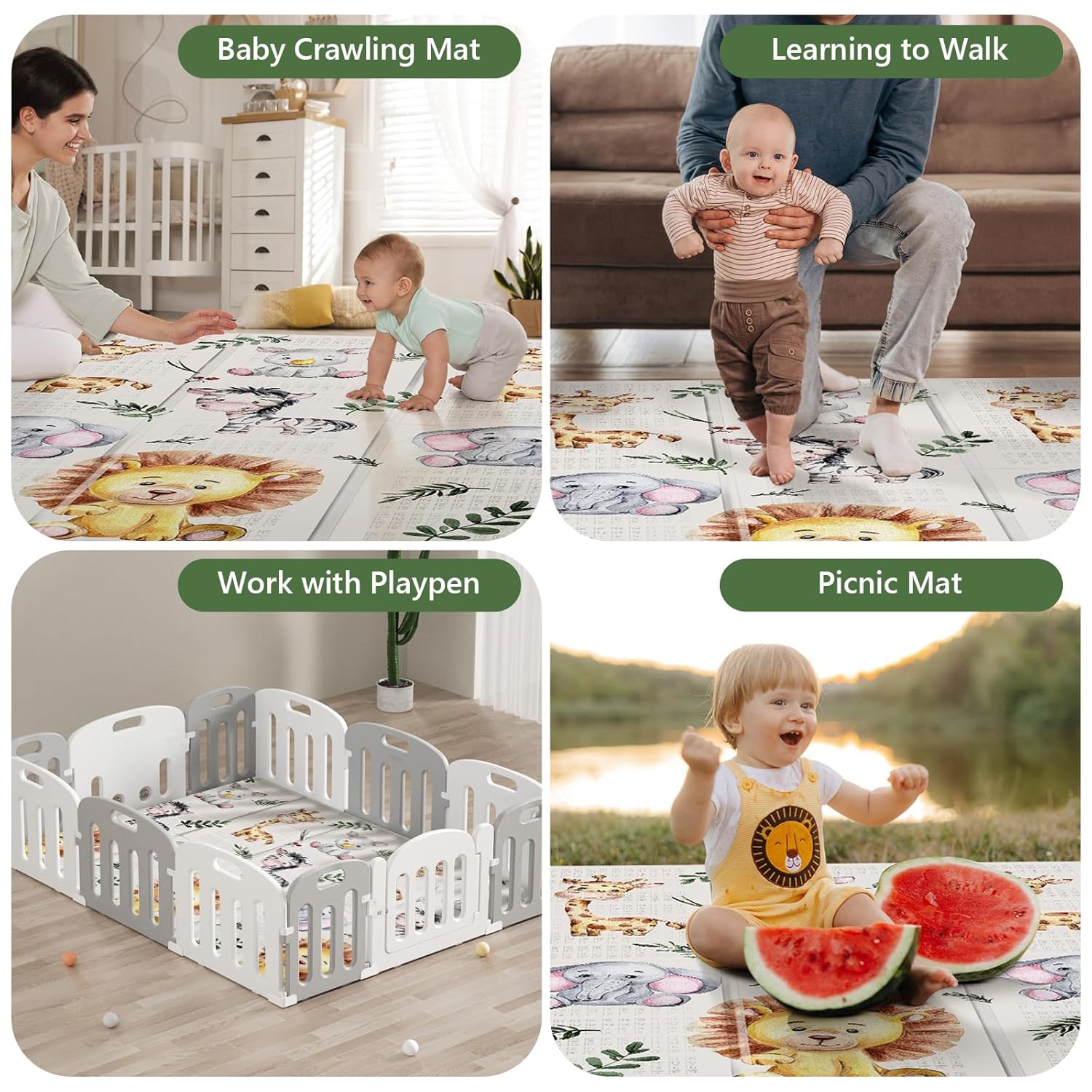 79 x 71 Foldable Large Play Mat for Babies, Non Toxic Foam Play Mat, Thick & Waterproof Baby