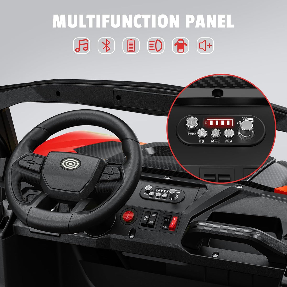 24V 2 Seater Ride on Car Truck, 4x200W, EVA Tires, 4WD/2WD, Rainbow Lights, Remote Control, Shock