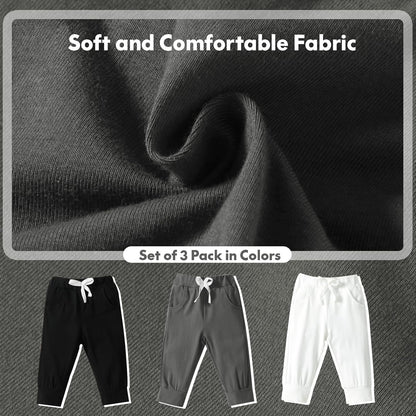 DREAM BUS Pack of 3 Toddler Jogger Pants with Pocket Toddler Boy Sweatpants Baby Boy Pants Infant