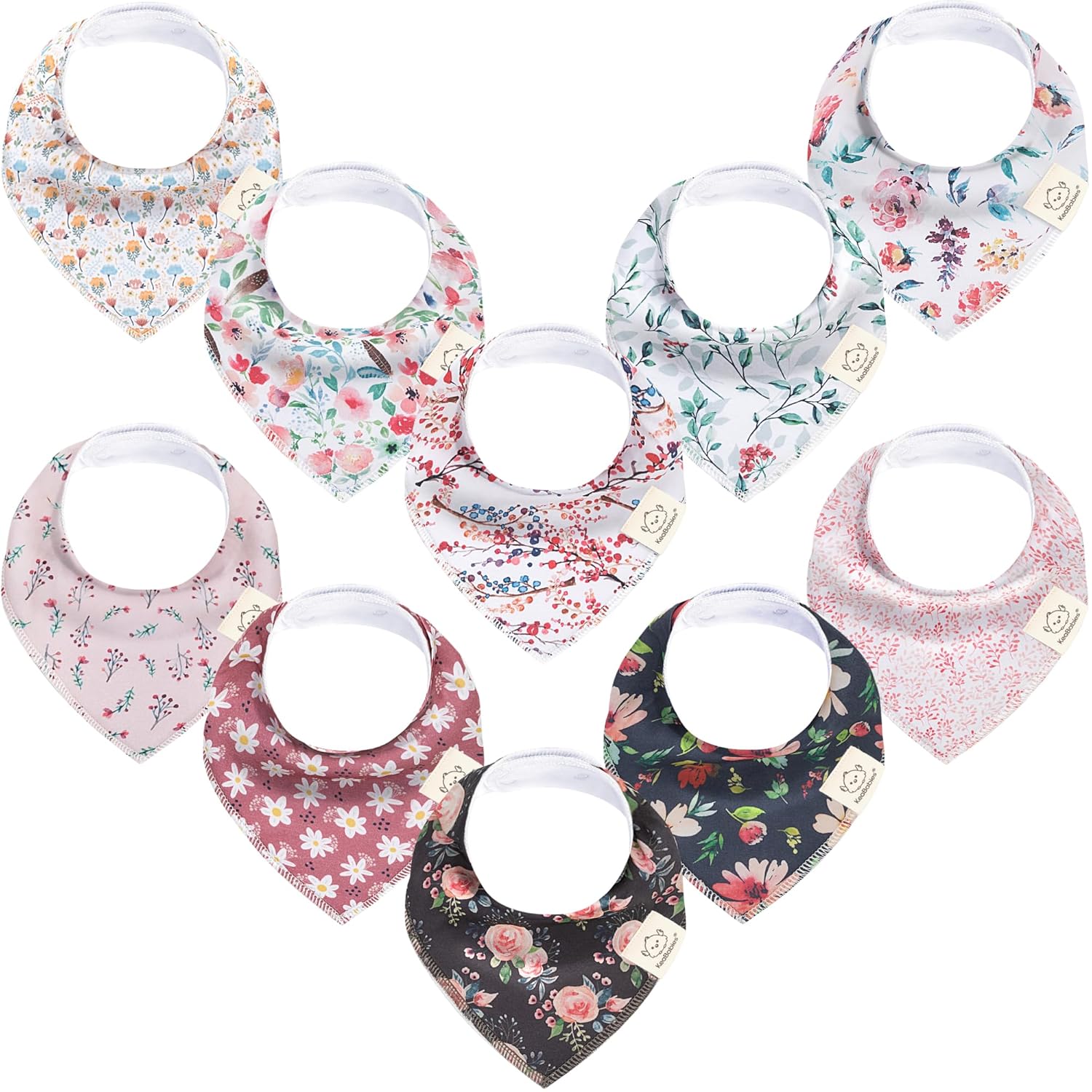 10-Pack Organic Baby Bandana Bibs for Girls - Super Absorbent Triangle Baby Bibs for Drooling and