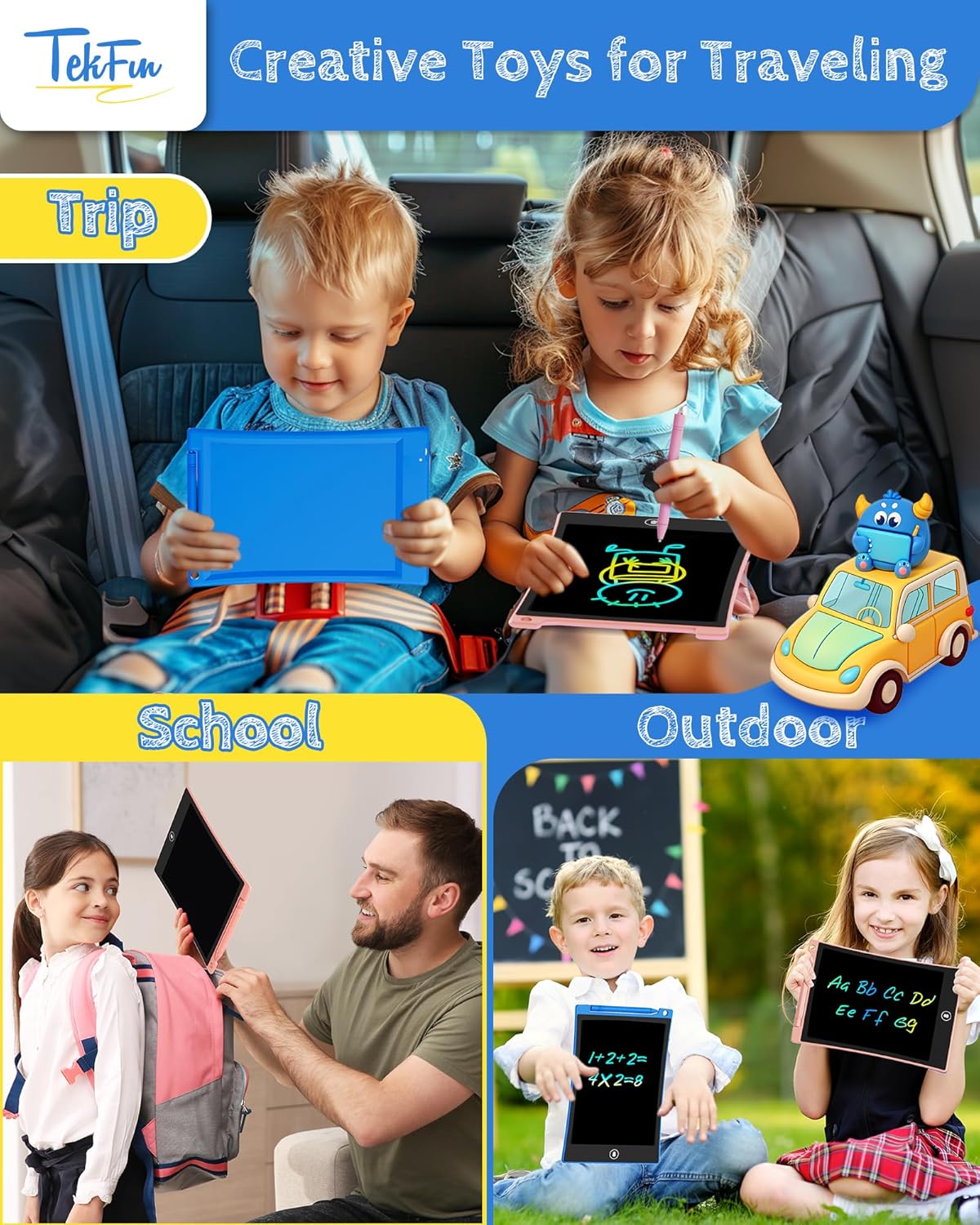 TEKFUN Kids Toys,10in 2 Pack LCD Writing Tablet Coloring Doodle Drawing Board Pad for Kids with