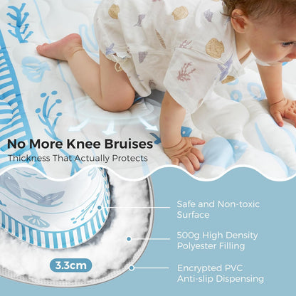 Momcozy Baby Play Mat for Floor, 50x50 Thickened Playpen Mat, Playmate for Baby Tummy Time