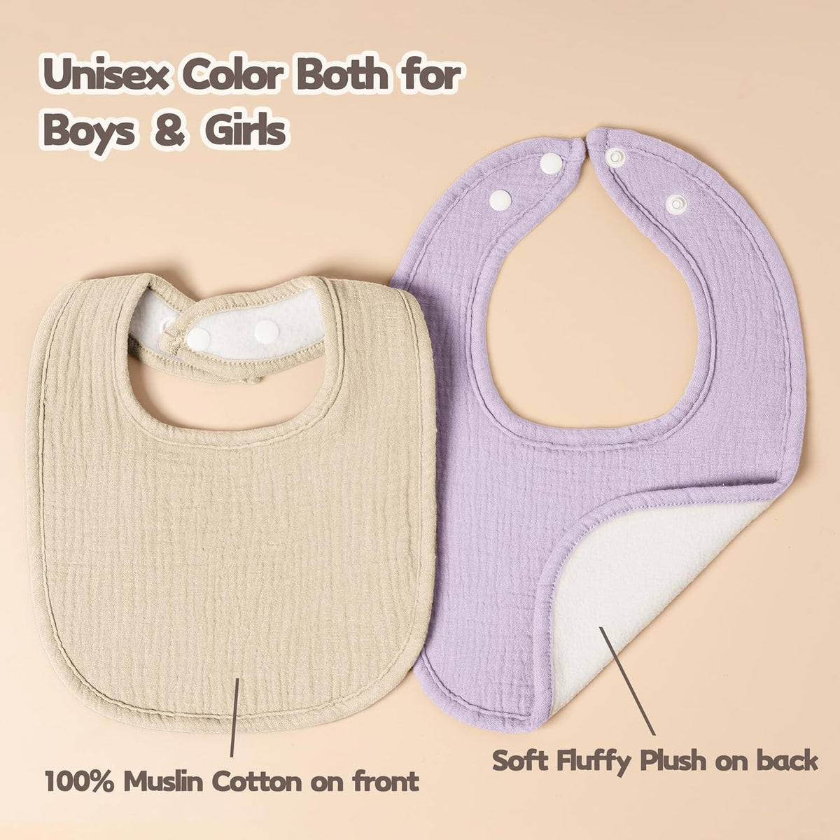 Susurration Muslin Baby Drool Bibs 10Pack Soft Square Adjustable Bandana Bibs for Unisex Baby Girls