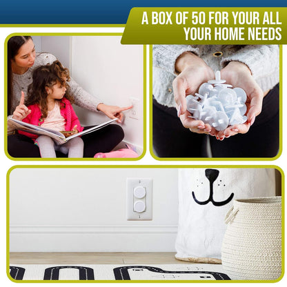 Outlet Covers Baby Proofing (50 Pack) Safe & Secure Electric Plug Protectors | Sturdy Childproof
