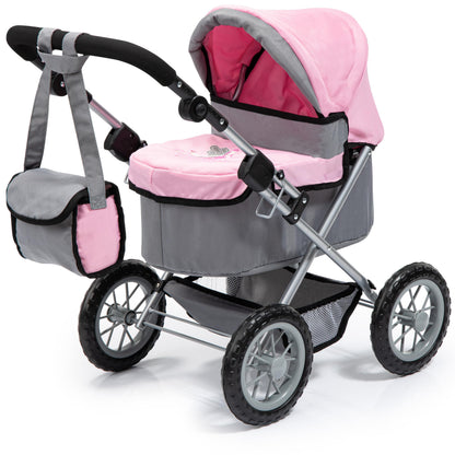Bayer Design Baby Doll Stroller & Pram for Kids Ages 2-8, Grey/Pink