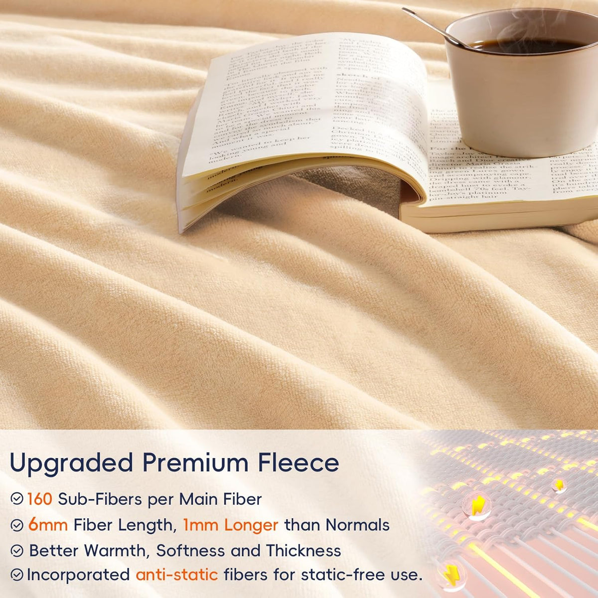 PHF Ultra Soft Fleece Blanket Twin Size, No Shed No Pilling Luxury Plush Cozy 300GSM Lightweight