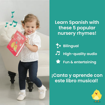 Binibi Spanish Musical Book for Babies & Toddlers 1-3 Los Pollitos Dicen & Other Nursery Rhymes |