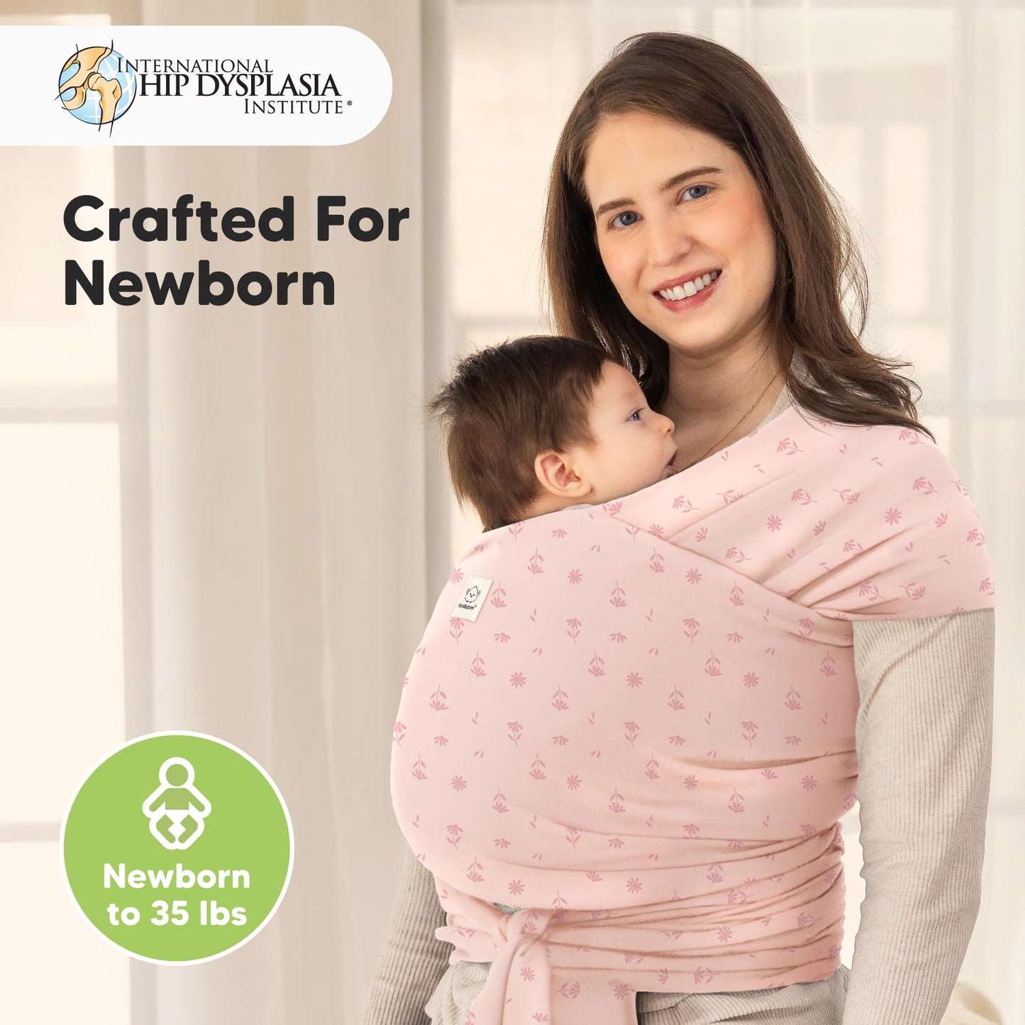 KeaBabies Baby Wrap Carrier, All in 1 Original Baby Carrier (Pink Daisies)