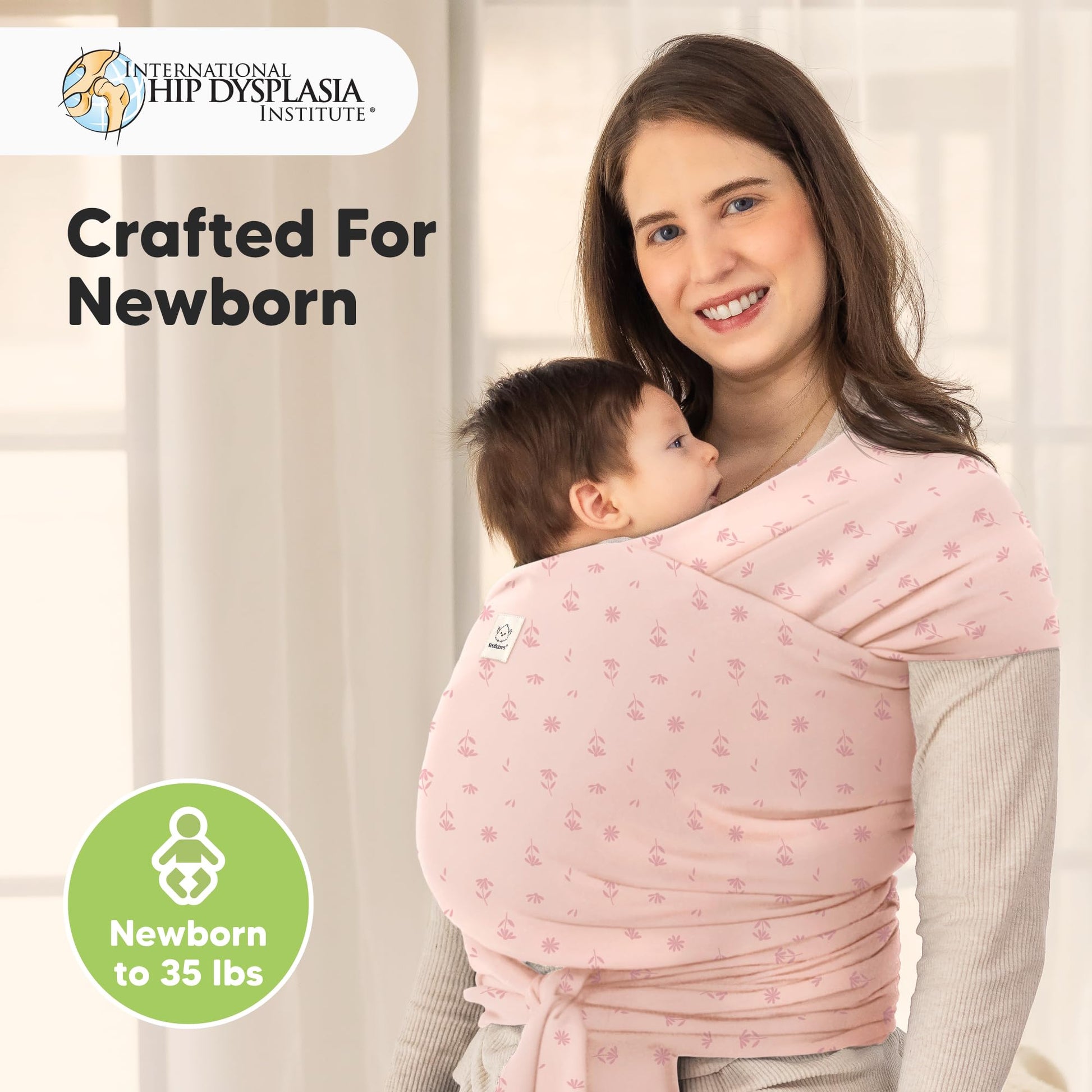 KeaBabies Baby Wrap Carrier, All in 1 Original Baby Carrier (Pink Daisies)