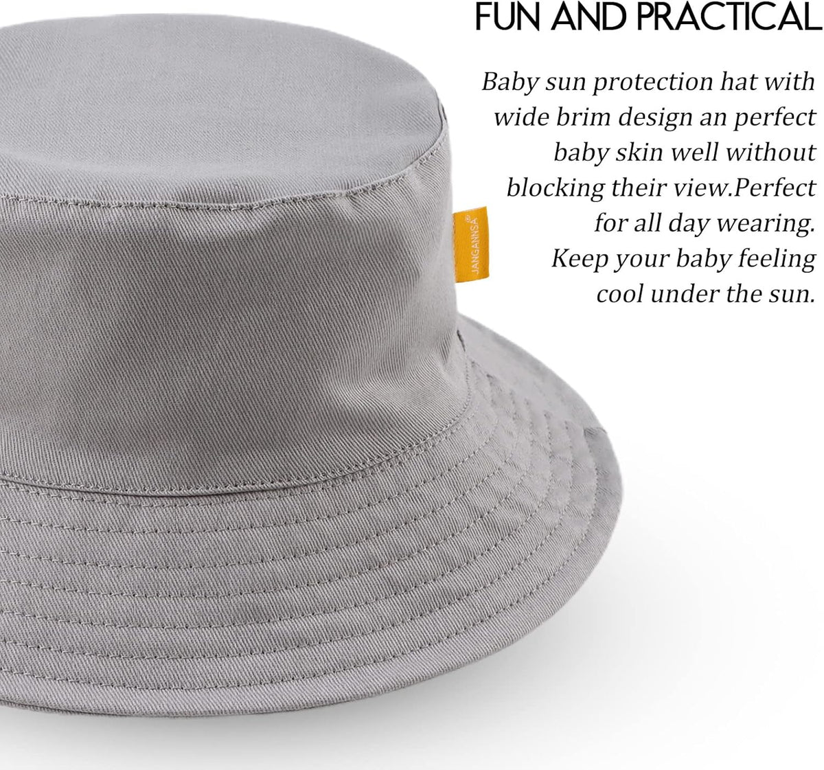 JANGANNSA Cotton Baby Sun Hat Infant Toddler Boys Girls Bucket Hats Summer Sun Protection Kids