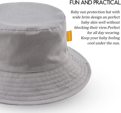 JANGANNSA Cotton Baby Sun Hat Infant Toddler Boys Girls Bucket Hats Summer Sun Protection Kids